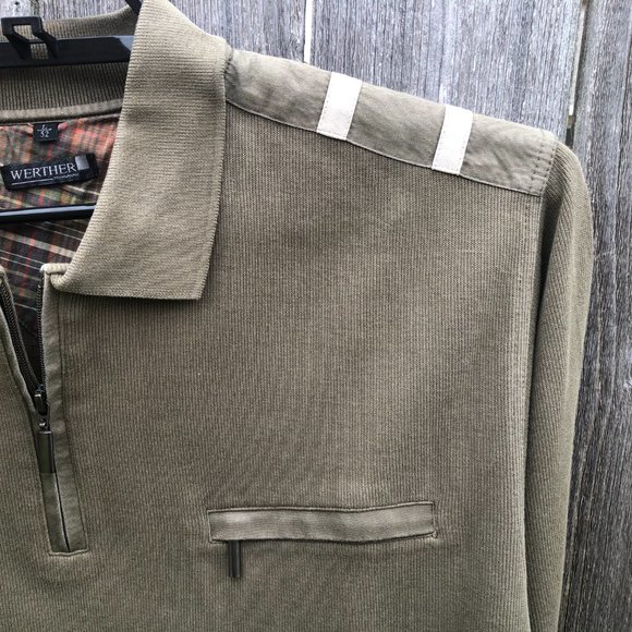 Werther Long Sleeve 1/4 Zip Shirt Top Olive Patch - Picture 6 of 6